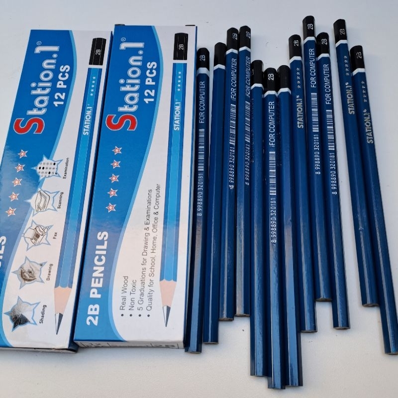

Station Pensil 2B isi 12 pcs murah//Pensil kayu 2B pensil komputer