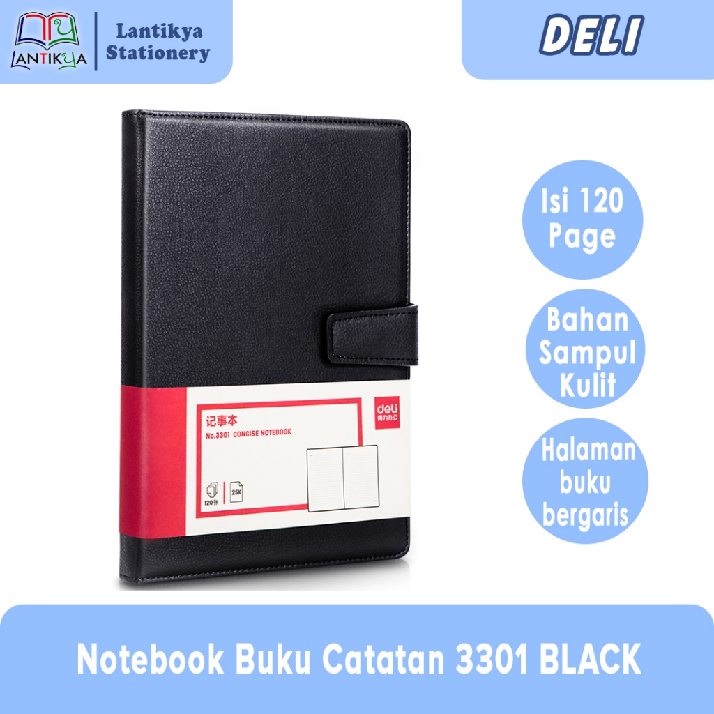 

Deli Concise Notebook Buku Catatan 25K/120 page 3301 BLACK