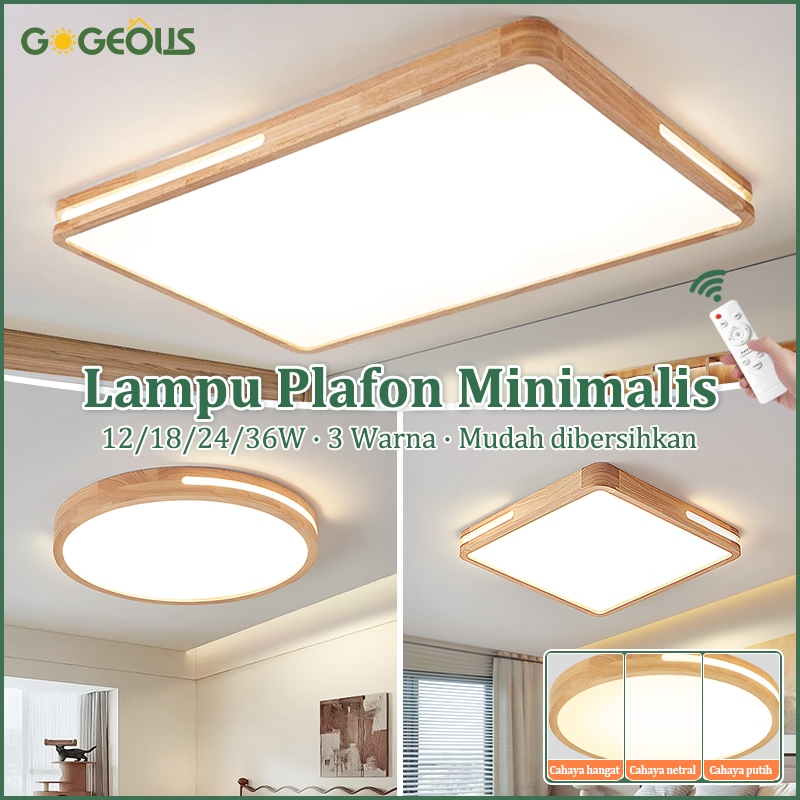 Lampu Plafon Minimalis Modern Lorong Persegi Warna kayu18/24/36/45 W 3Warna Kecerahan Yang Bisa Dise