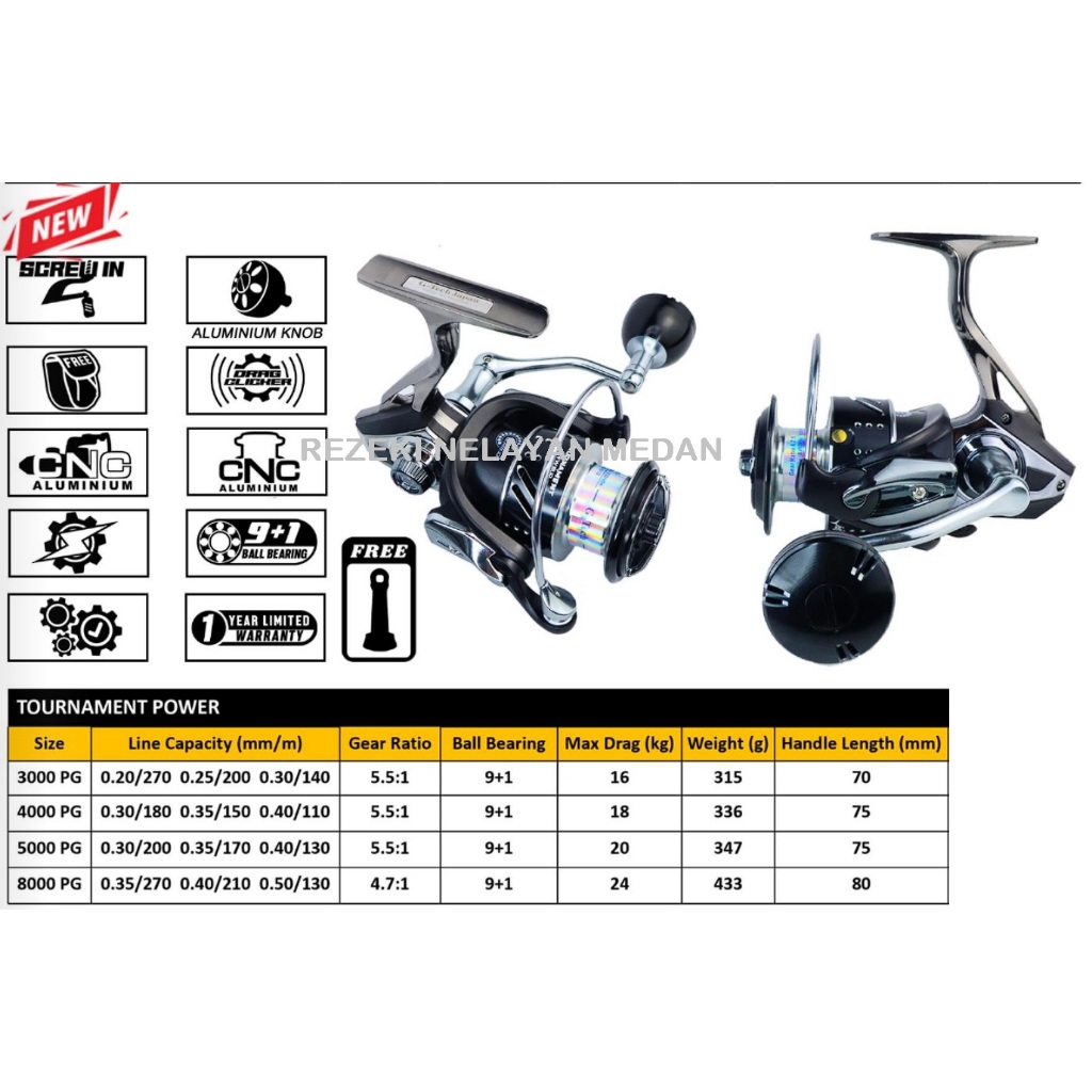 Reel G-TECH Tournament Power 3000PG / 4000PG / 5000PG / 8000PG