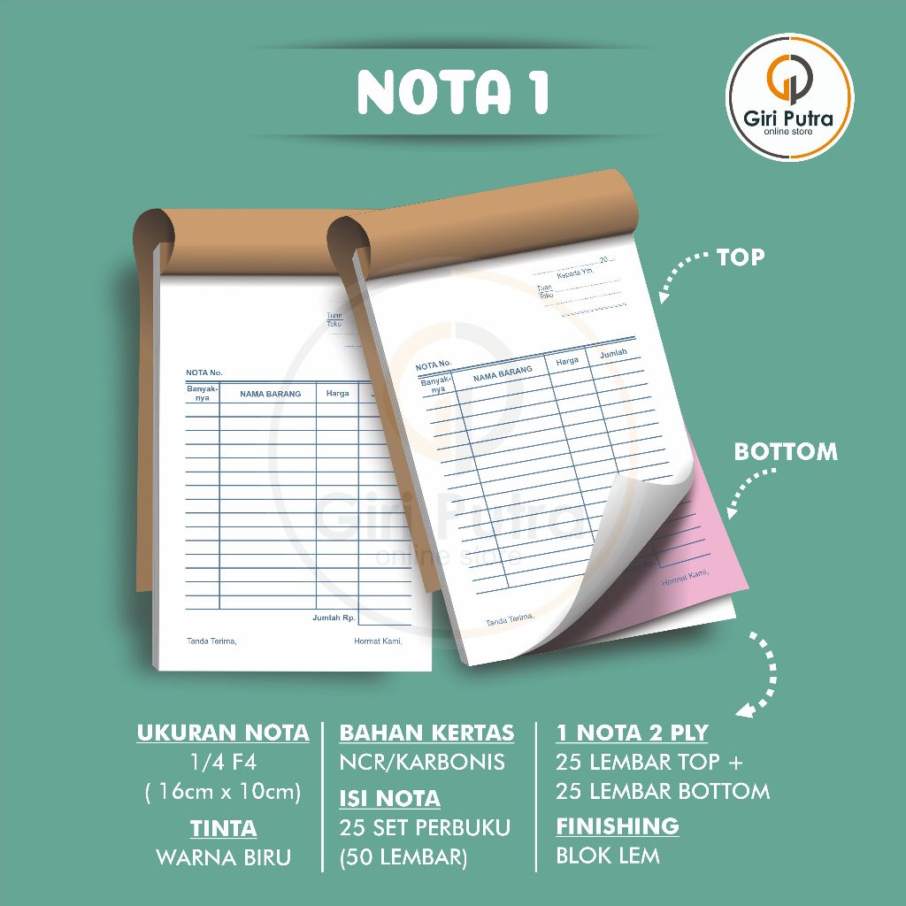 

Nota Kontan 2 Fly / Nota Ukuran 16 cm x 10 cm