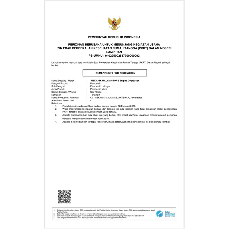 Engine degreser spray mekanik malam