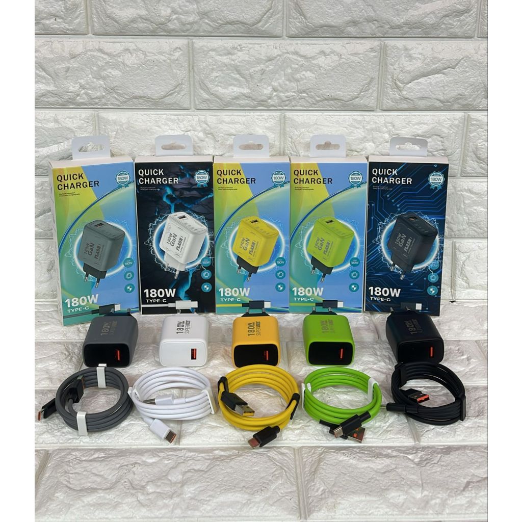 Charger Quic Charge Type -C 180W Super Vooc Model 139 GAN Flash Super Charger Casan HP Fast Charging