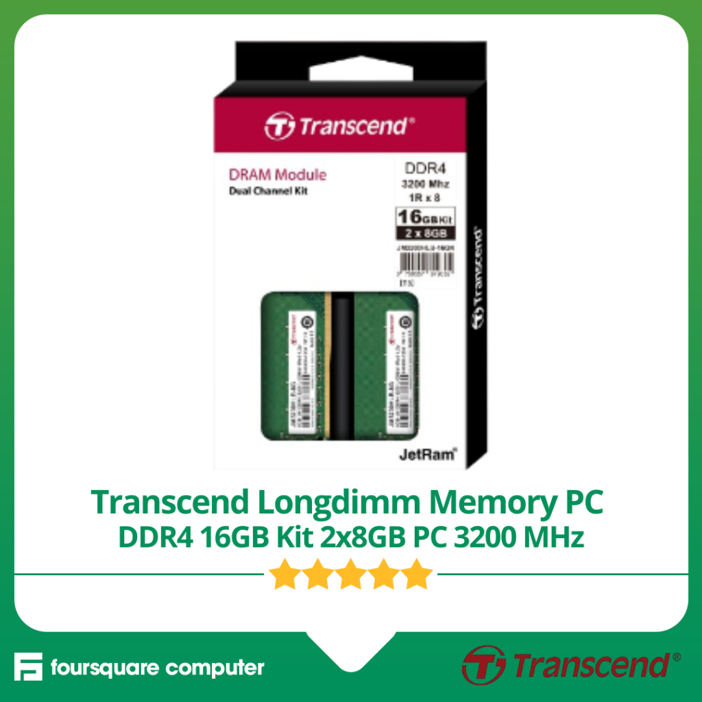 Transcend Longdimm 16GB Kit 2x8GB 3200 Mhz Ram Memory PC