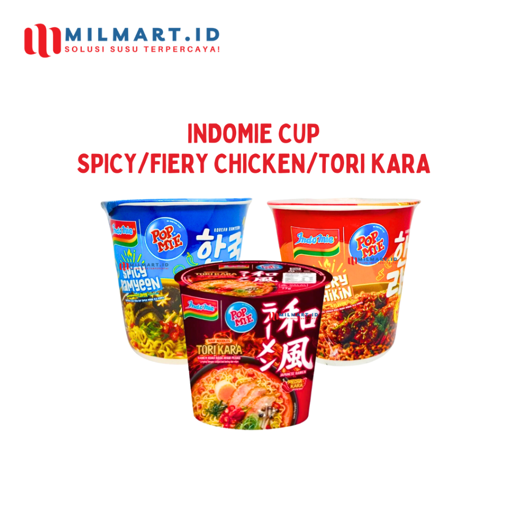 

2 PCS - INDOMIE POP MIE MIE INSTANT CUP BESAR MIE GORENG FIERY CHICKEN/PEDAS GLEDEK/SOTO AYAM/BASO SAPI