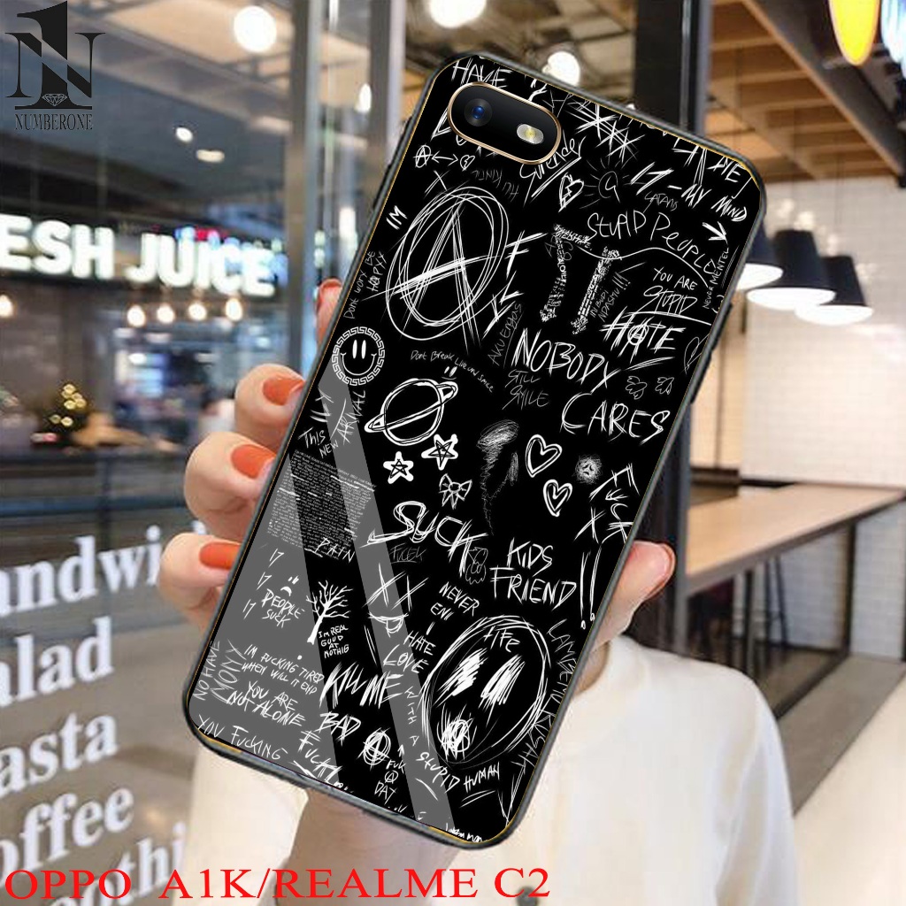 Casing Case Hp Glosy  Oppo A1K/Realme C2  [black] Aneka casing, case, kondom hp, custom case, case a