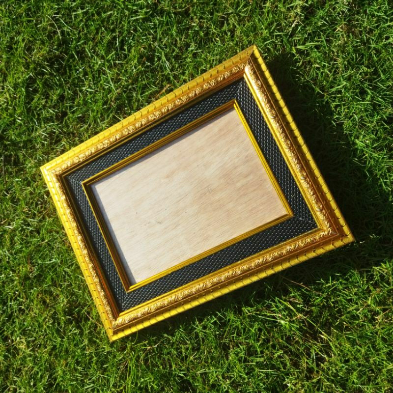 Frame Doubel PREMIUM A4 21X29,5 Hitam Emas Bahan Fiber Bingkai Foto Custom Pigura Foto Figura Kaca P