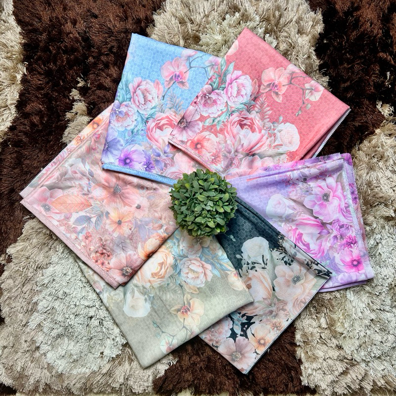 RvScarf Hijab Voal Premium Segiempat Motif Bunga