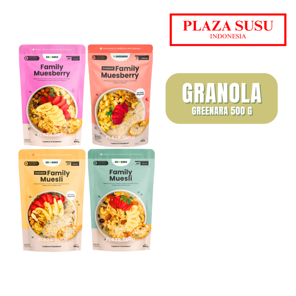 

SARAPAN SEHAT FAMILY MUESLI GREENARA GRANOLA MUESBERRY INSTANT