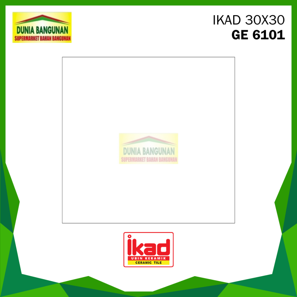 Keramik Putih IKAD GE 6101 30x30 Glossy KW1 / Keramik 30x30 Putih Polos / Keramik Lantai 30x30 / Ker