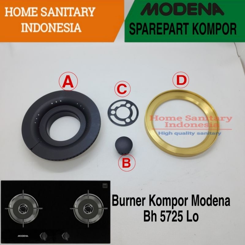 HSI | Sparepart MODENA Bh 5725 lo/ BH5725 Lo, Dh 7201, Dh 9301 Burner Kompor Tanam Modena Domo Origi