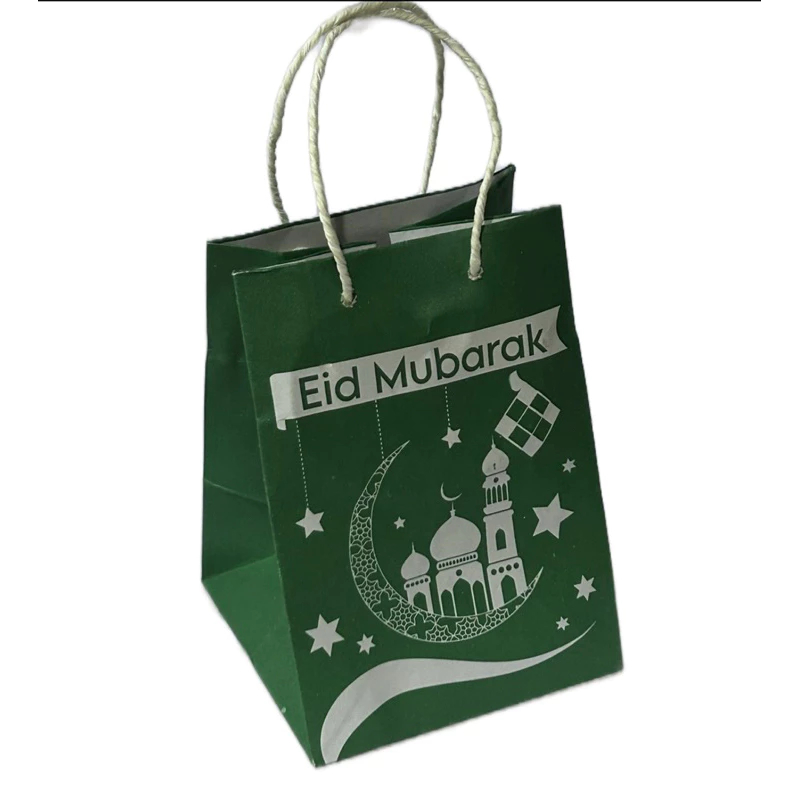 

3 Pcs Paperbag Hijau Bulan Masjid Edisi Lebaran Idul Fitri Ukuran 14x14x20cm