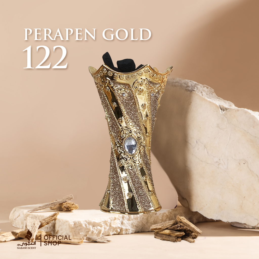 Quixoticquest_Shop Nabawi Scent Prapen Gold Besar Mabhara Emas Tempat Pembakaran Bukhur Arab Dupa