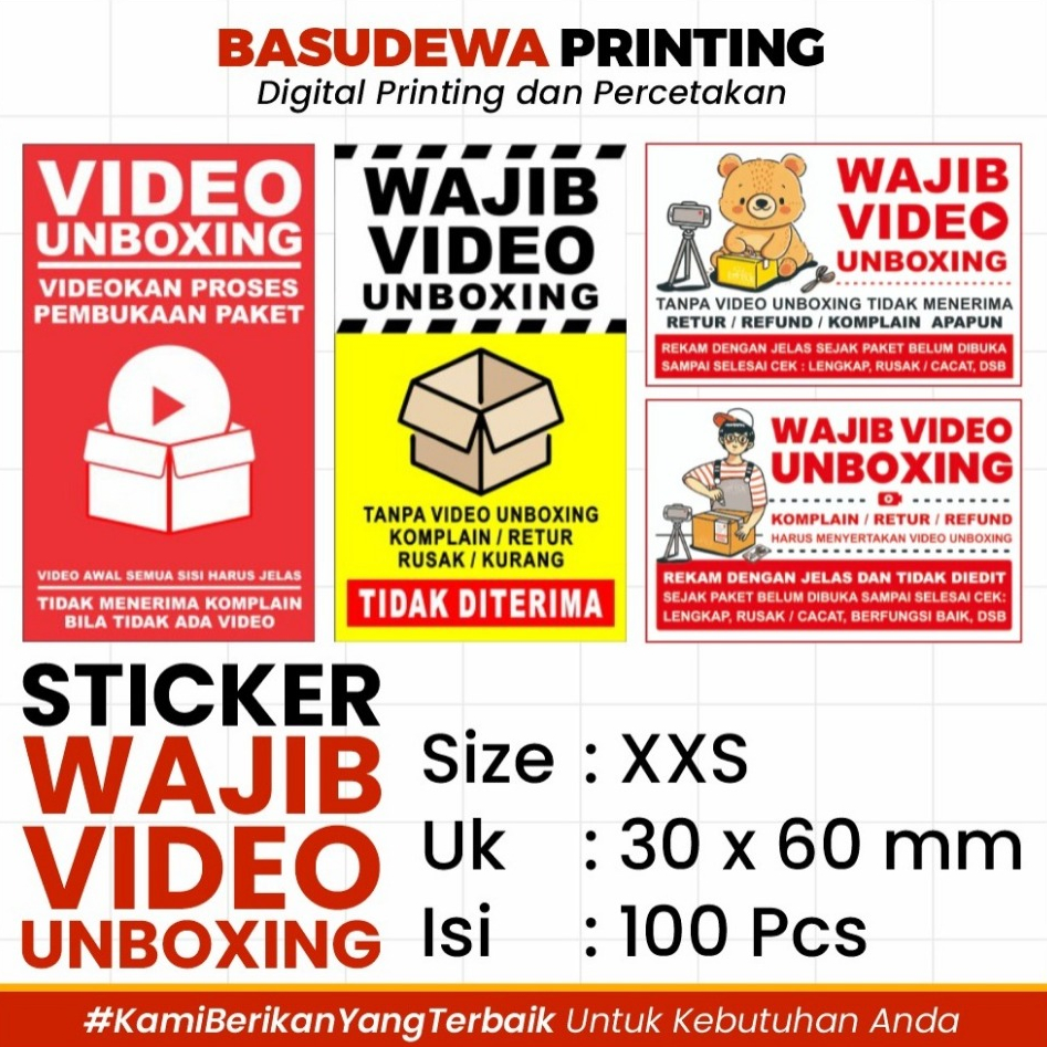 

STICKER Wajib Video Unboxing Size XXS 3x6 cm [ 100 PCS ]