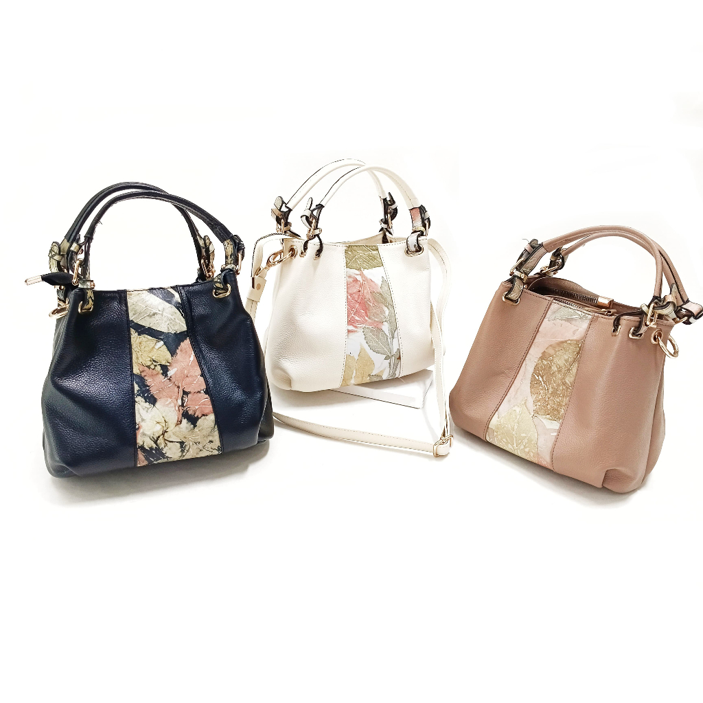 Tas Kulit Wanita Asli Ecoprint Model Selempang Bahu Jinjing Leather Bag Sapi Garut Papirut Handmade