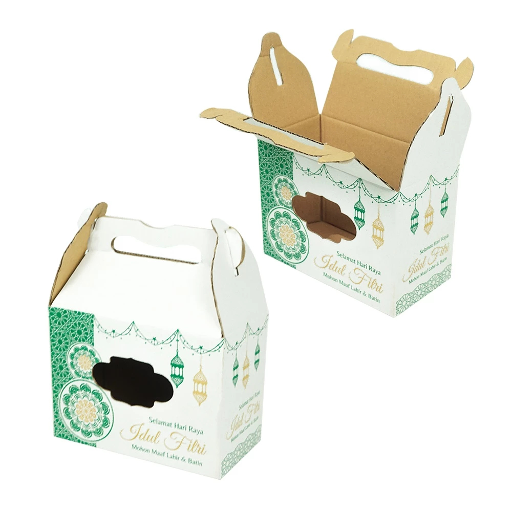 

( 20 Pcs )Box Hampers Tenteng Kue Kerimg Toples Jar Bulat Isi 2 Pcs 750 Ml Murah Tebal Kokoh Motif Fitri Hijau Ukuran 19x10x14 Cm