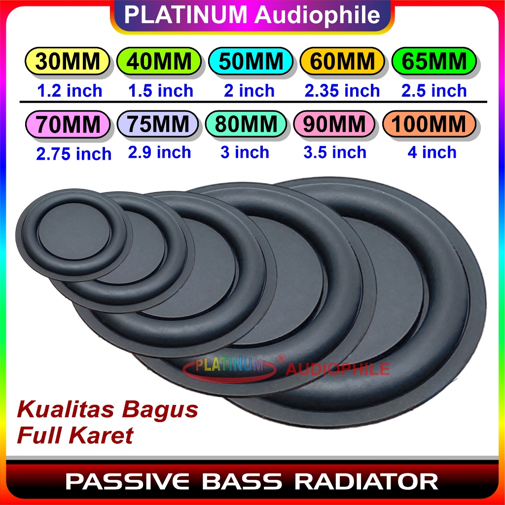 Passive Bass Radiator PBR Pasif Membran Subwoofer 30 36 40 50 60 65 70 80 90 100 mm