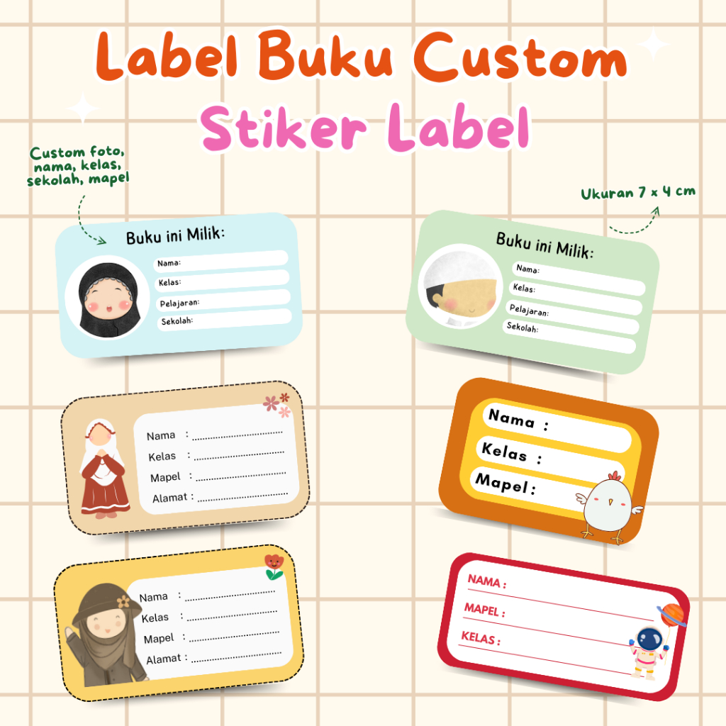 

Label Stiker Buku Sekolah Nama Anak Custom | ACK