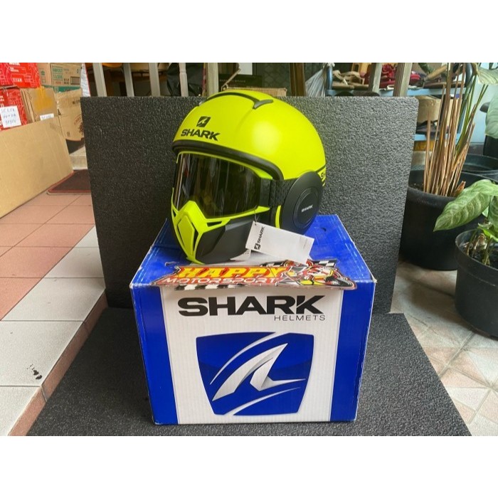 HELM HALF FACE SHARK DRAK NEON SERIE MAT YKK YELLOW BLACK HELM
