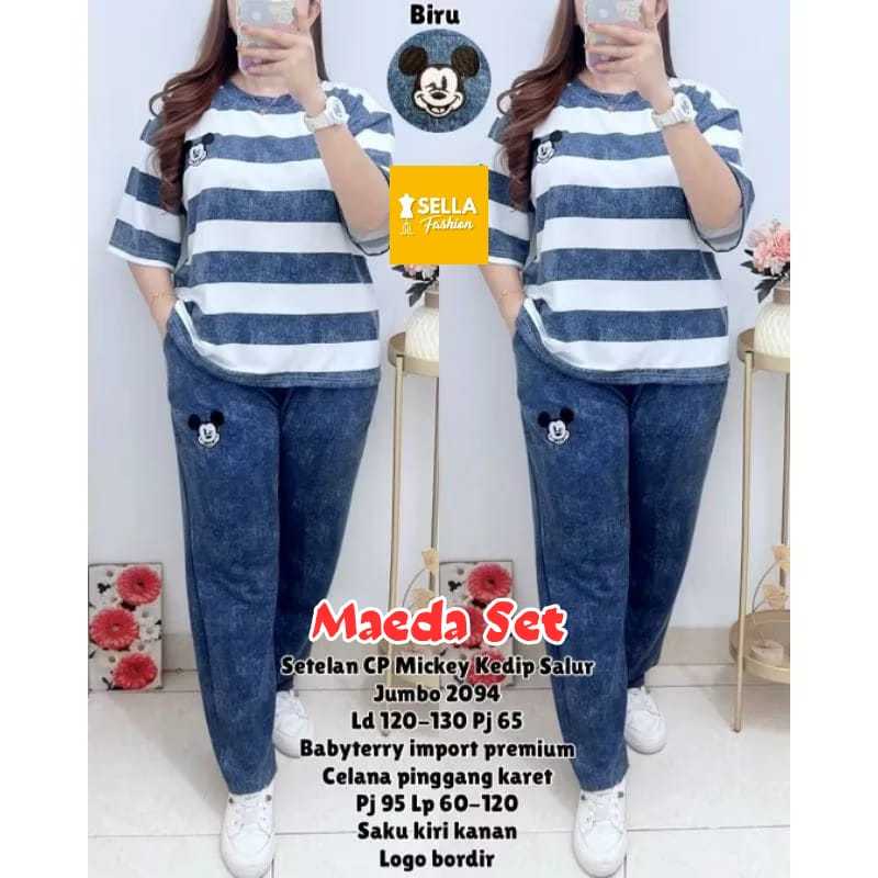 SETELAN KAOS WANITA JUMBO LD 120 MOTIF GARIS GARIS PAKAIAN WANITA SETELAN CELANA PANJANG