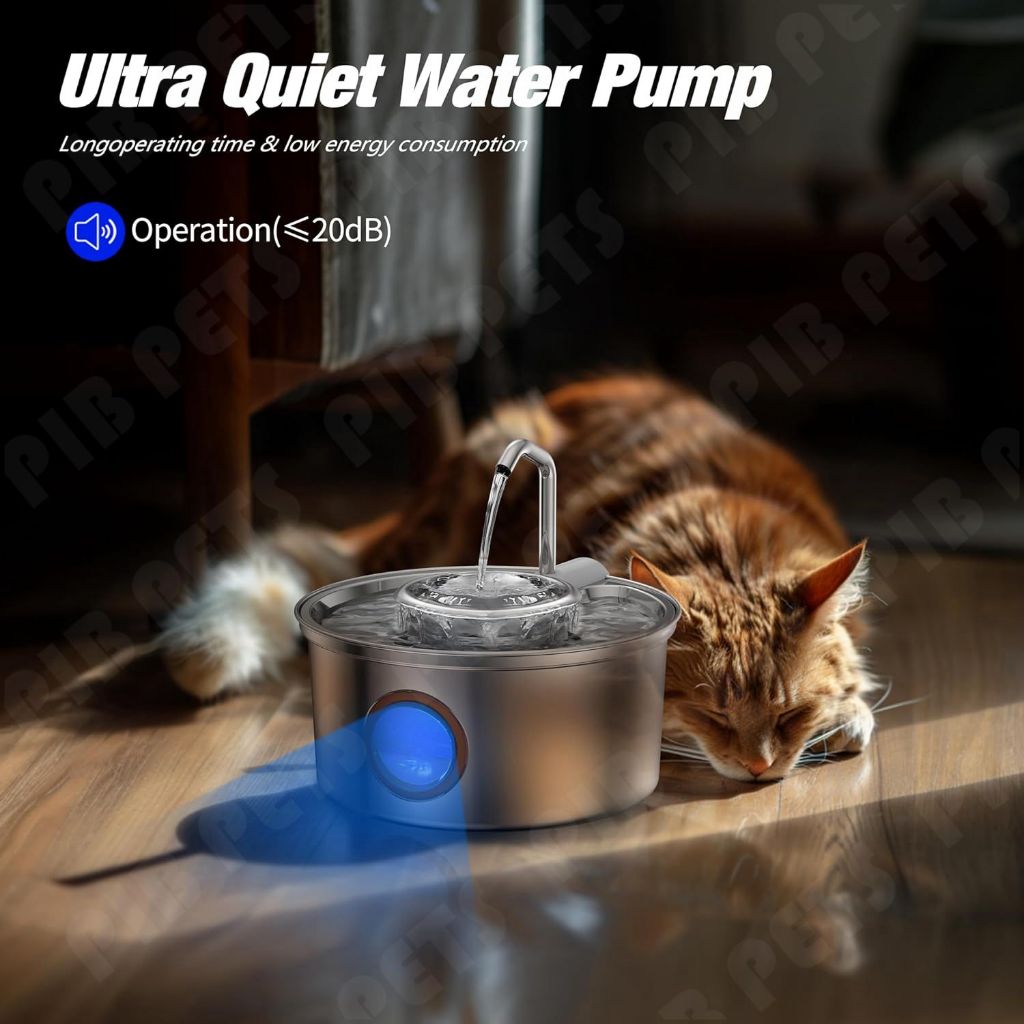 3.2L Water Fountain Kucing Stainless Tempat Minum Kucing Otomatis Water Fountain Kucing Water