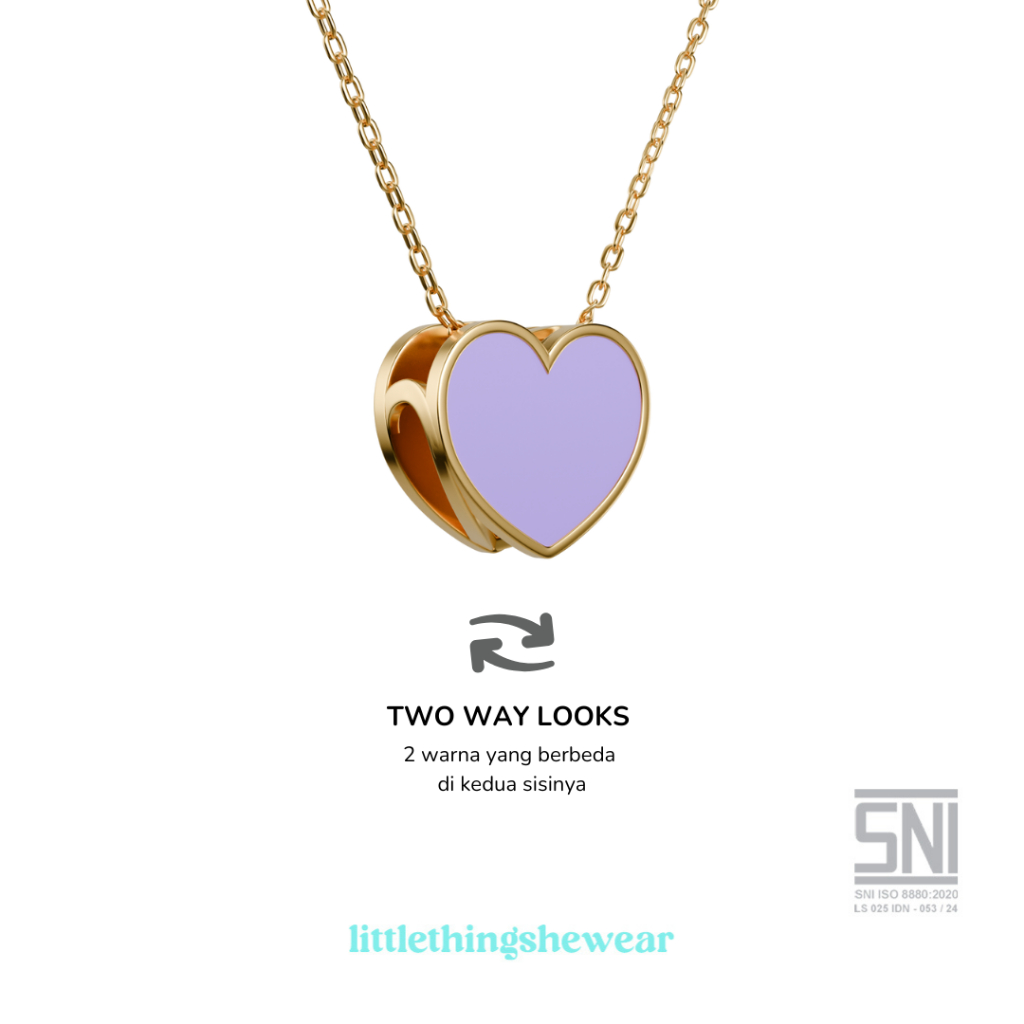 Littlethingshewear - Liontin Emas Anak Carys Love Pink/Lilac - Liontin kalung saja tanpa rantai