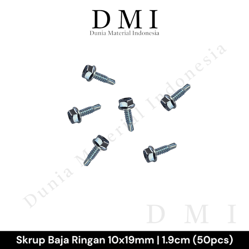Skrup Baja Ringan 10x19mm | Sekrup Roofing 1.9cm | Mild Steel Bolts | (50Pcs)