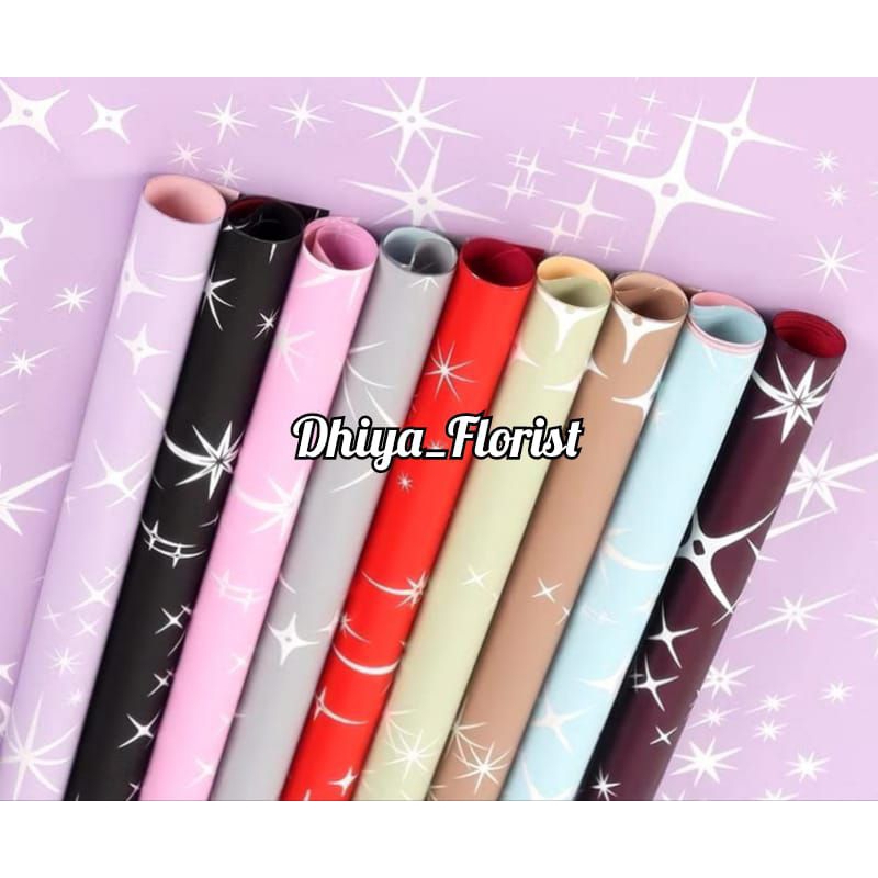 

Dhiya Florist - Cellophane Shinny Start Bi Colour Free Packing Kertas Buket Bunga Motif Bintang Flower Wrapping Paper Sparkling ( per 1 lembar )