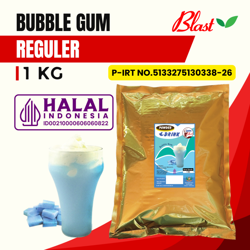 

Bubuk BUBBLE GUM 1 KG - Bubuk Minuman Permen Karet - Powder Drink MIX Creamer + Gula