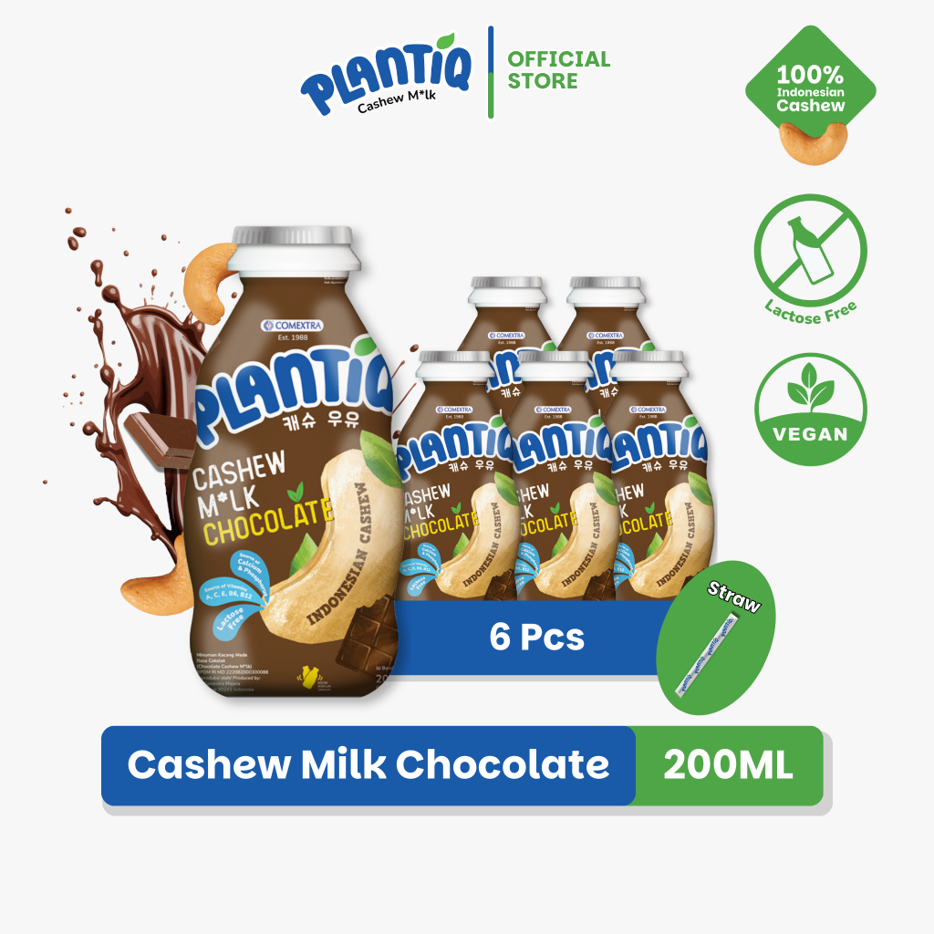 

[6 PCS ] PLANTIQ Cashew Milk Chocolate 200ml - Susu Kacang Mede Rasa Coklat - Non Dairy Milk Lactose Free