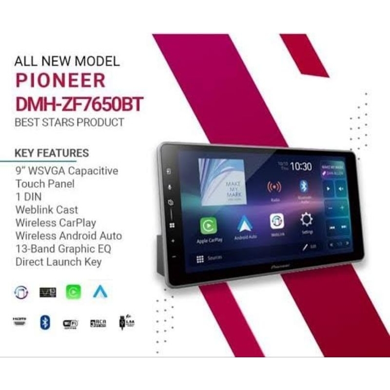 PIONEER DMH ZF7650BT APPLE CAR PLAY ANDROID AUTO DOUBLE DIN