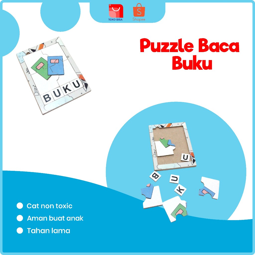 Promo Big Sale  | Mainan Edukasi Belajar Membaca | Puzzle  Baca 15 x 11 Buku | Mainan Puzzle Baca Be