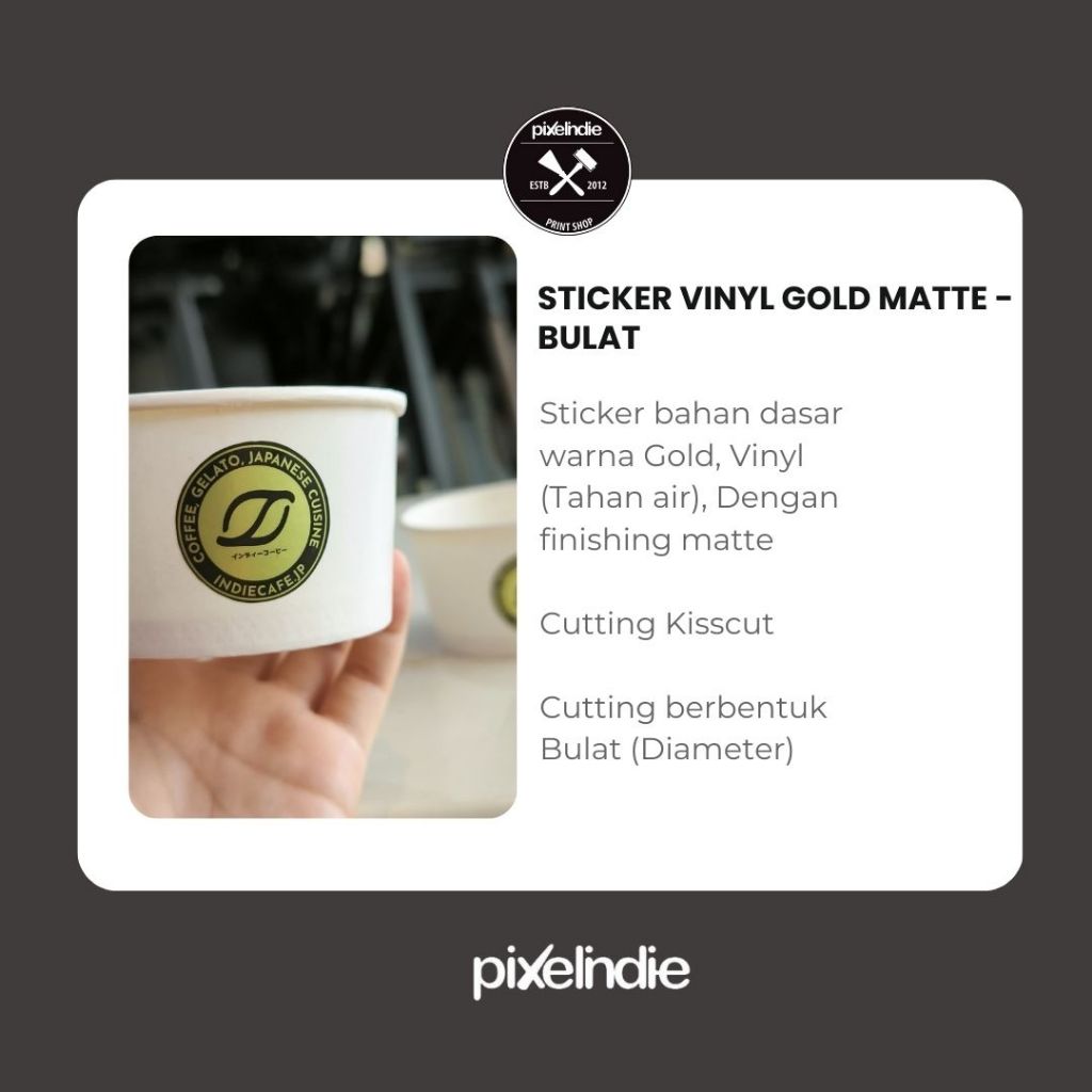 

Sticker Vynil Gold Matt Label Bulat atau Lingkaran Tahan Air