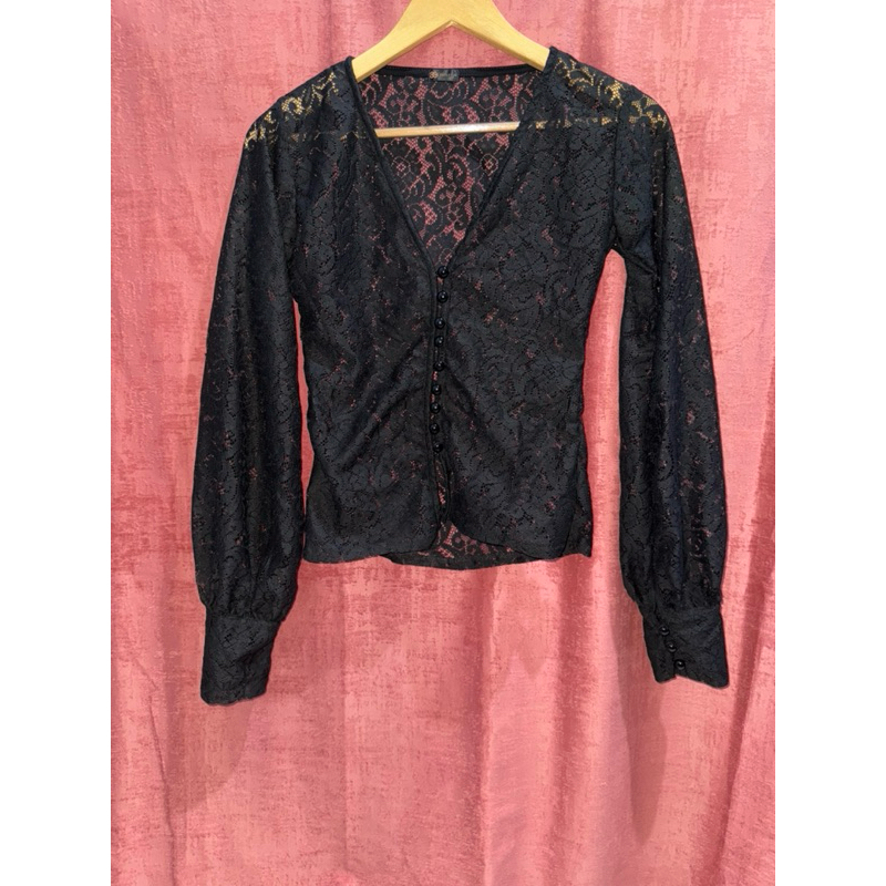 baju outer brukat hitam - outer casual wanita
