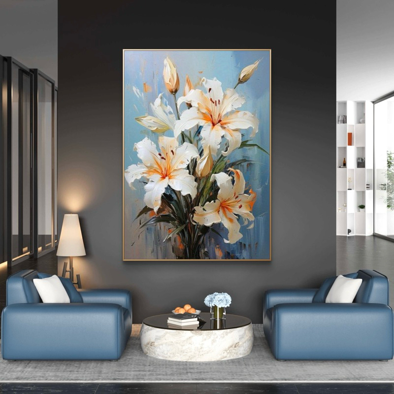 Lukisan dinding bunga lily modern minimalis keren