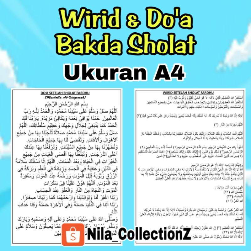 

Wirid & Do'a Setelah Sholat A4 HVS