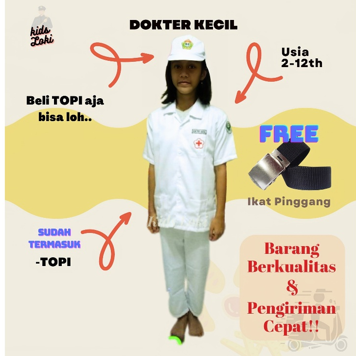 baju dokter anak perempuan seragam dokter anak baju profesi anak pakaian karnaval baju anak perempua