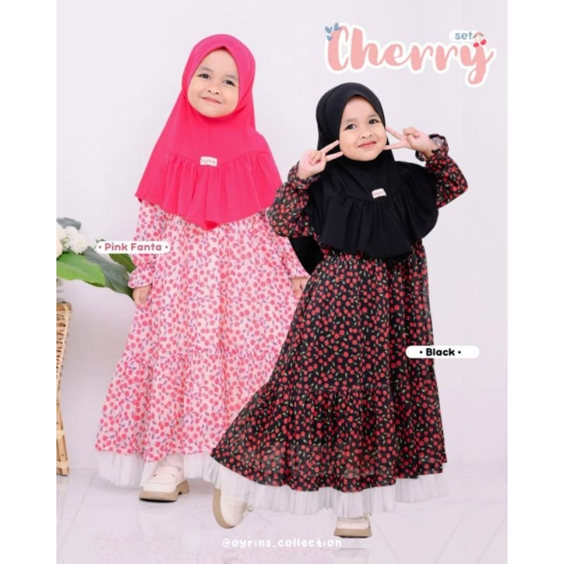 Cherry Set By Oyrins || Gamis Cherry Set Jilbab Anak
