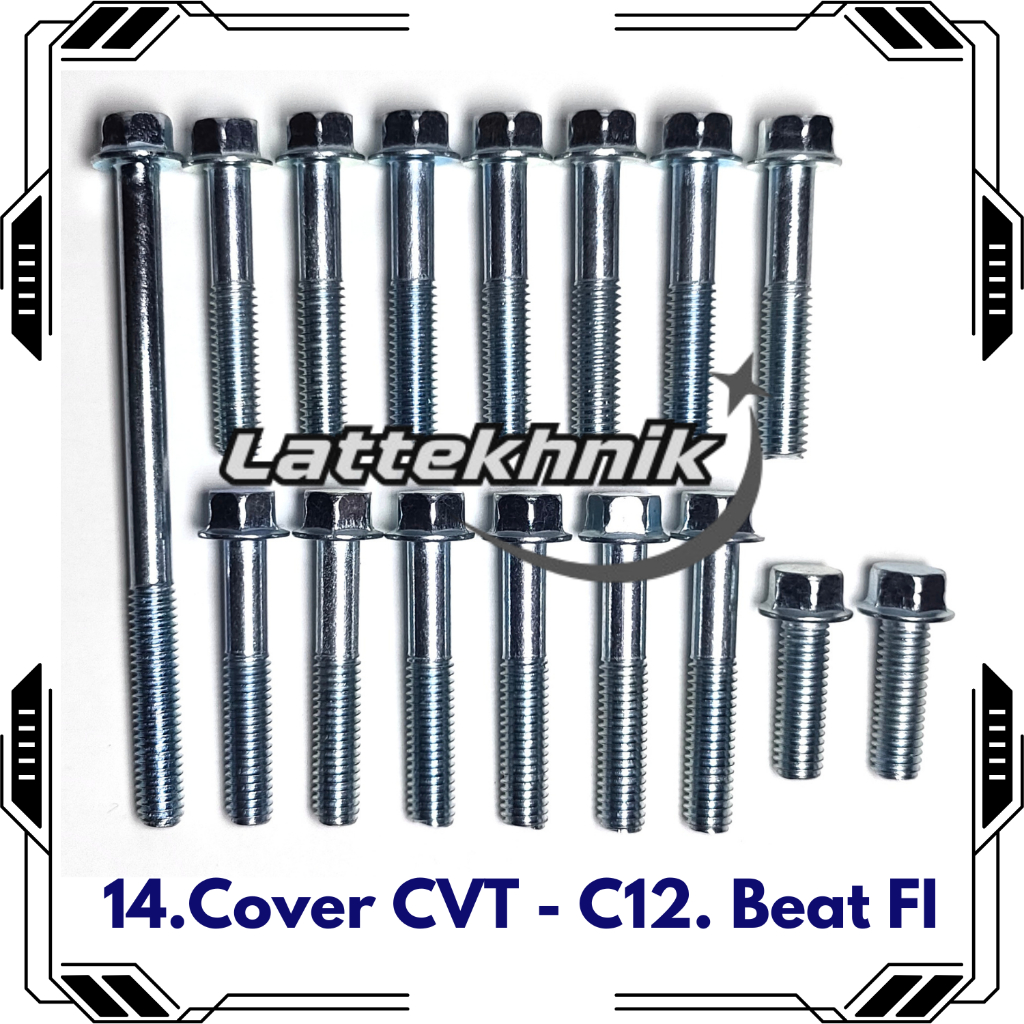 C12-14 Baut Cover CVT Beat FI Full Set / Baud Cover CVT Honda Beat FI 1 Set