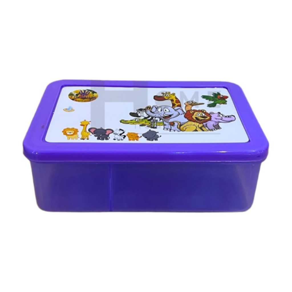 Tempat Bekal Makan Anak Sekolah 2 Sekat Bergambar / Ompreng Anak / Wadah Bekal Nasi / Lunch Box