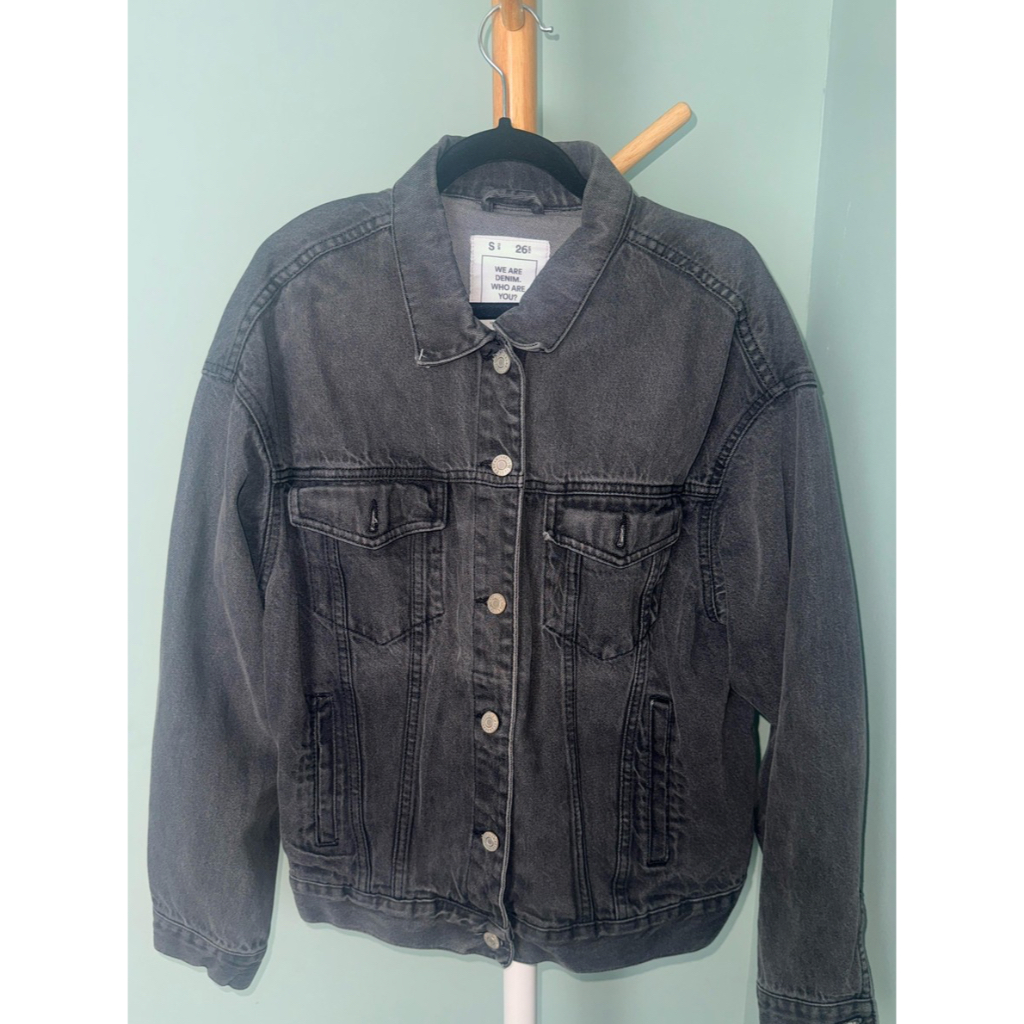 Preloved Pull & Bear Black Denim Jacket Washed