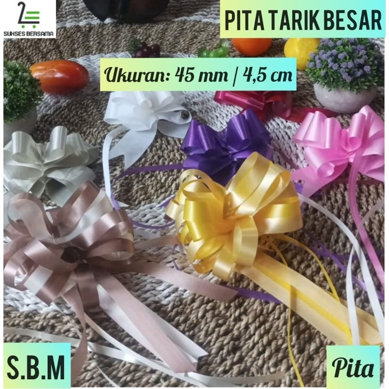 

Pita Tarik Besar Polos 45 mm/4.5cm/Pita Serut/Pita Kado/Pita