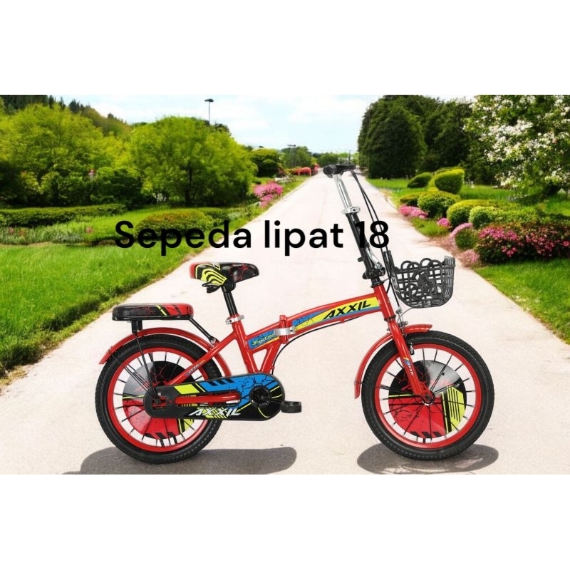 Sepeda lipat anak 18 inch 6 SD 9 tahun dengan roda bantu a 616