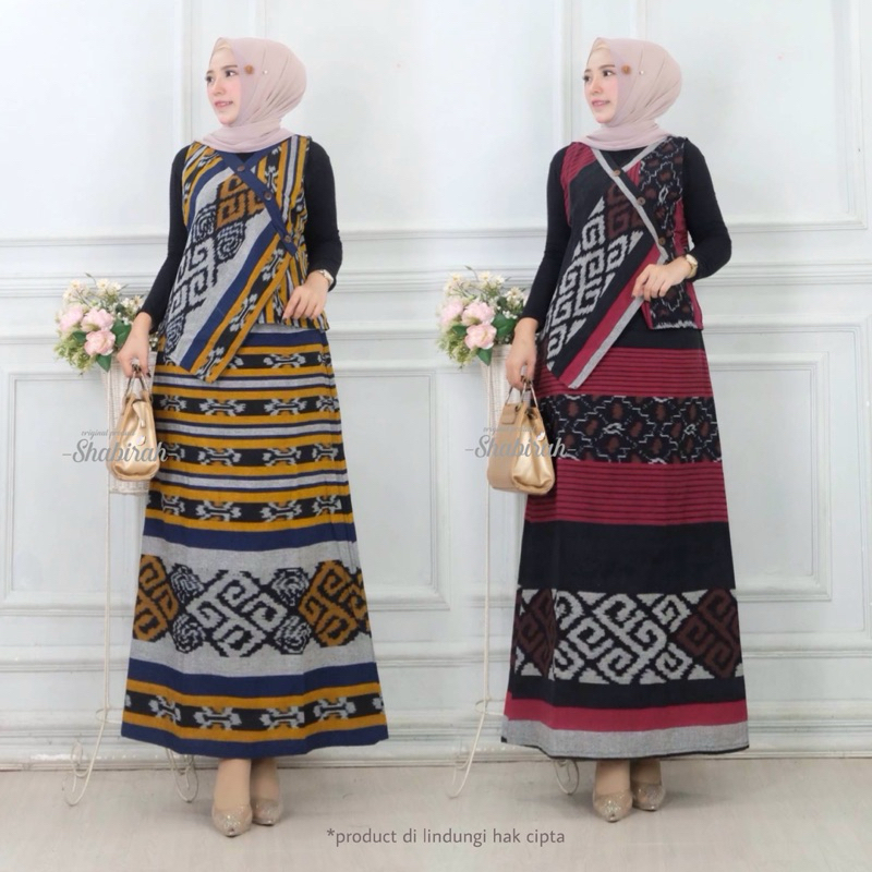 shabirah - baju setelan kondangan rok dan blus Zarra Set Tenun Troso etnik