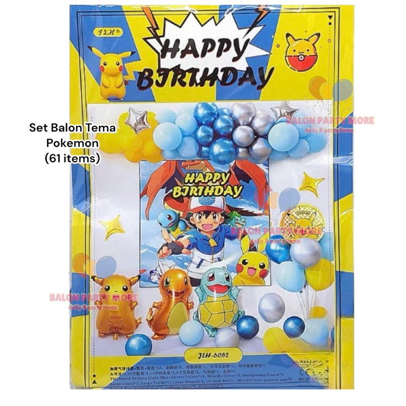 (SET) SET DEKORASI BALON ULANG TAHUN/ SET LENGKAP/ PAKET LENGKAP DEKORASI TEMA BARBIE POKEMON CINNAM