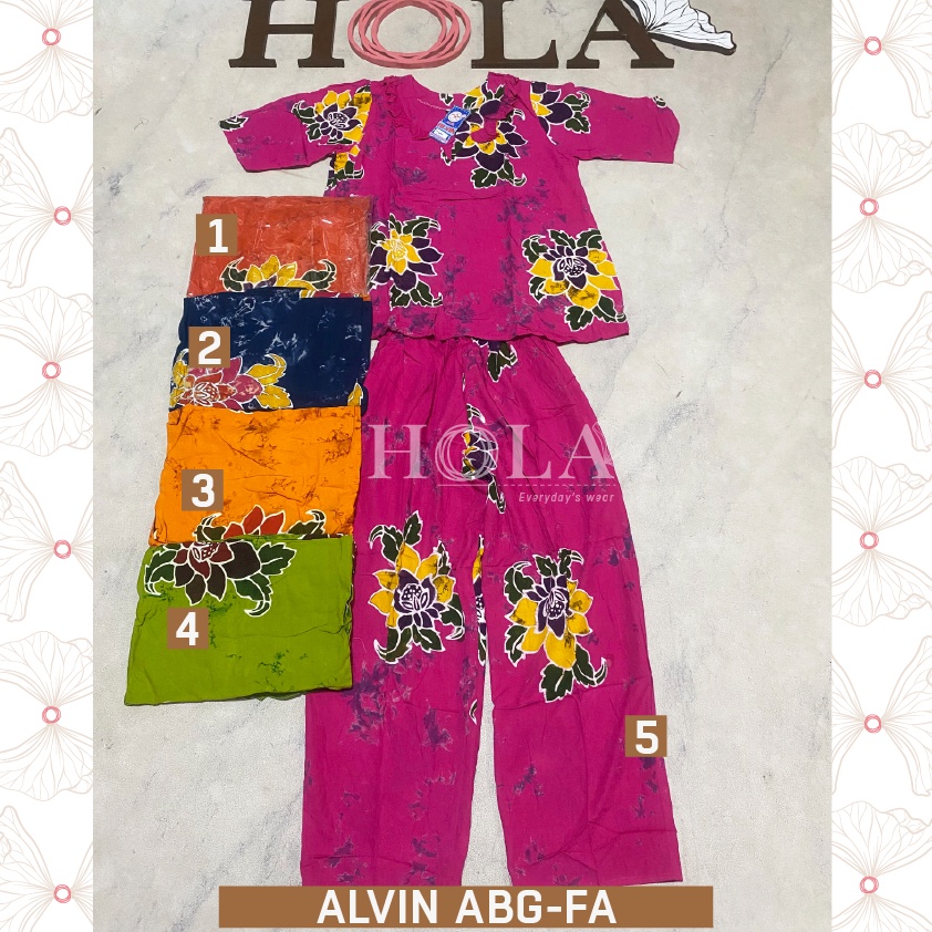 KODE L16K HOLAFASH  A Setelan CP ALVIN ABG Lengan 34 Batik Setcel batik setelan rumahan setelan sant