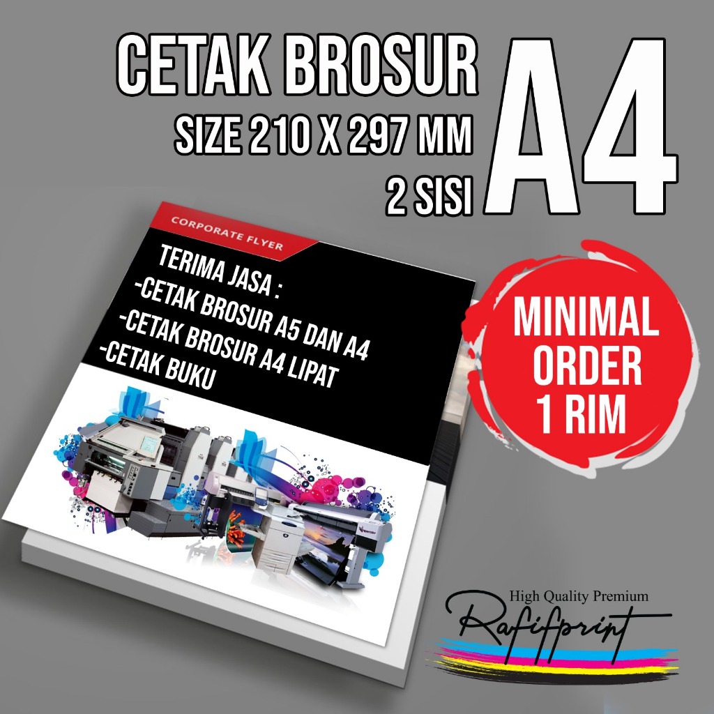 

CETAK BROSUR A4 , COMPRO , FLYER 2 SISI ( MINIMAL ORDER 1 RIM )
