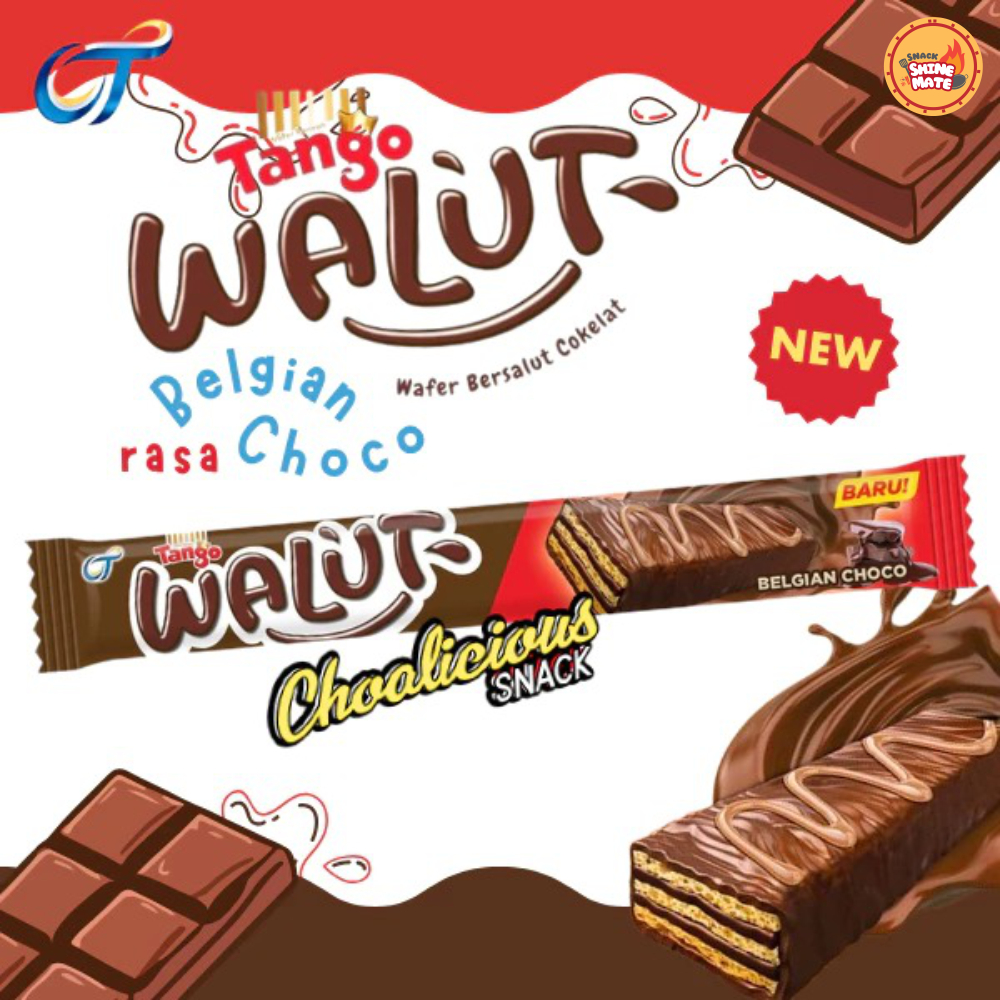 

Wafer Tango Walut Belgian choco 15GR | Wafer Salut Cokelat - [1 Box Isi 12 Pcs]