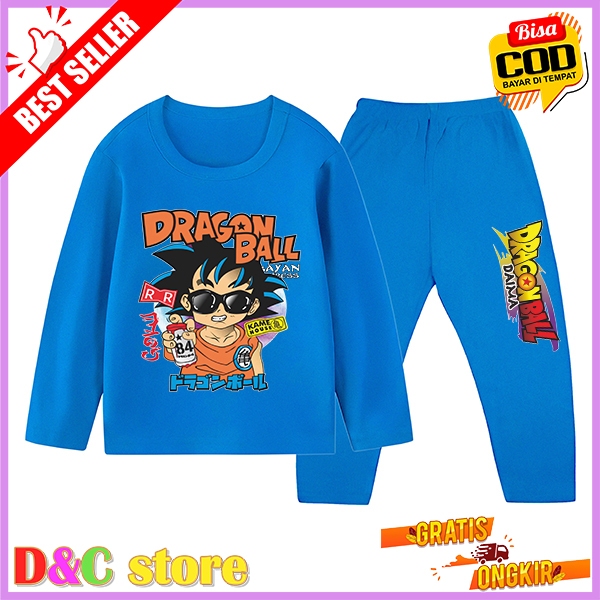 Setelan Baju Tidur Anak Gambar Goku Dragon Ball Piyama Panjang Ukuran 1 Sampai 10 Tahun