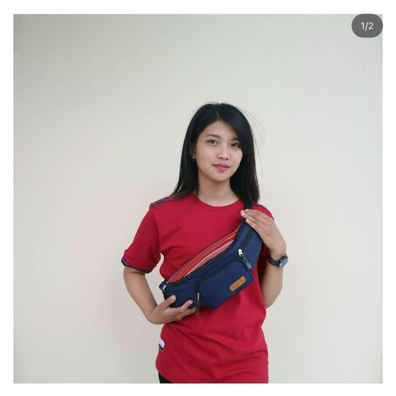TAS PINGGANG WAIST BAG TENUN ASLI TORAJA NAVY 137